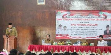 Bupati Barito Timur Buka Sosialisasi Pengadaan Barang/Jasa dan Manfaat BPJS Ketenagakerjaan untuk Aparatur Desa